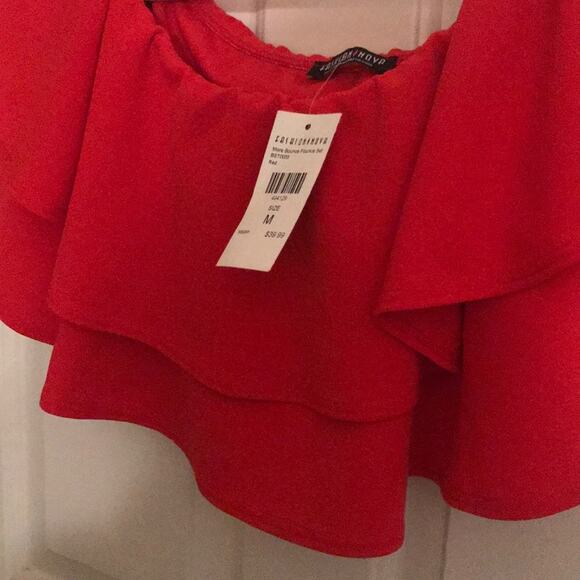 Fashion Nova red ruffled bounce flounce top M NWT - Picture 6 of 7
